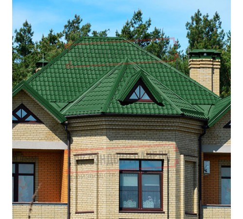 Металлочерепица Модерн RAL6002 Полиэстер-0,45