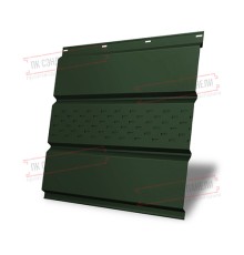 Софит металлический центральная перфорация 0,5 GreenCoat Pural BT с пленкой RR 11 темно-зеленый (RAL 6020 хромовая зелень)