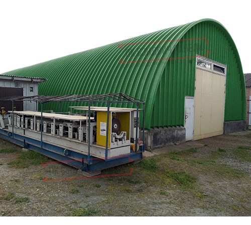 Профнастил H112ПГ-1.2, для бескаркасных ангаров, Полиэстер RAL 6002
